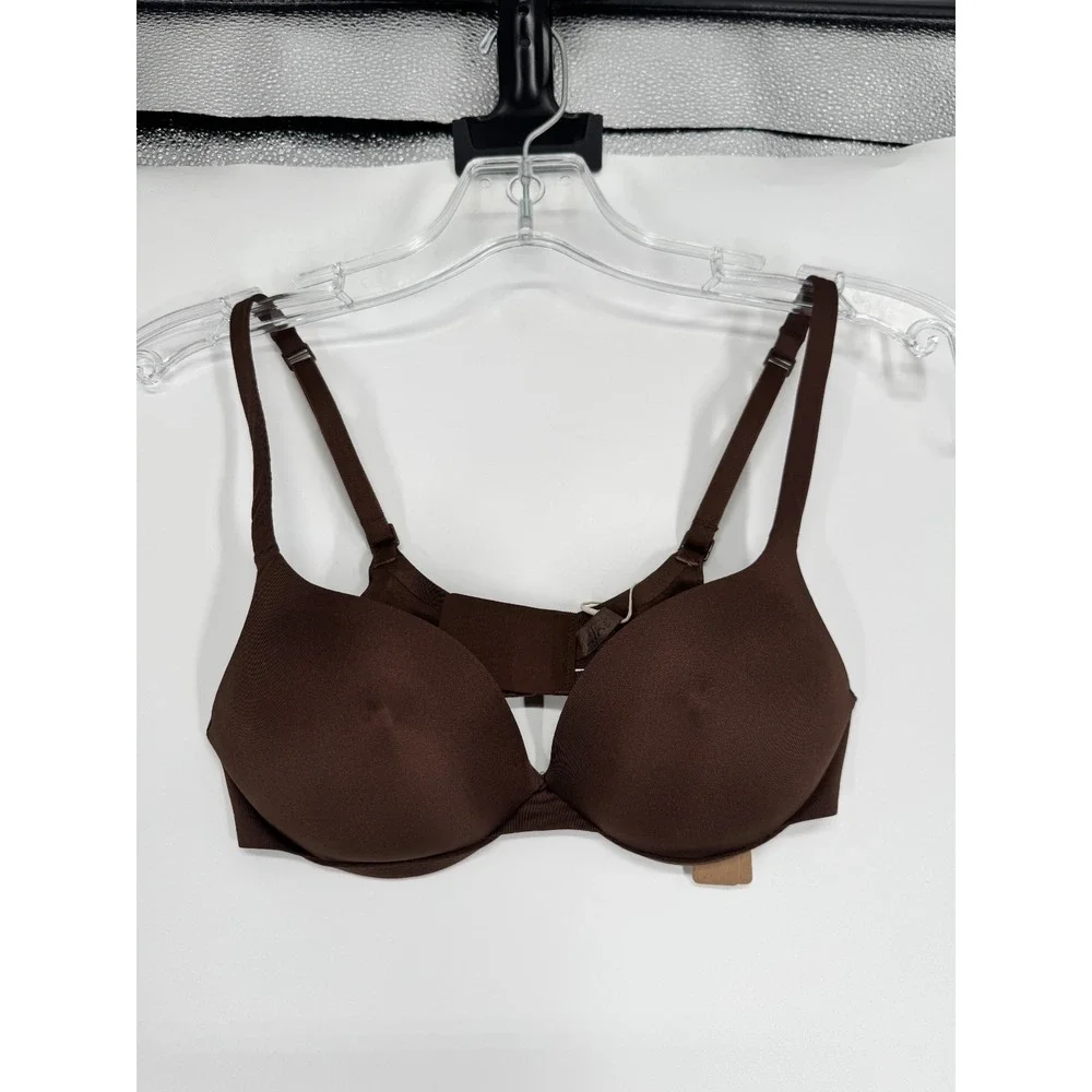 SKIMS Ultimate Nipple Push Up Bra Womens Size 30B Cocoa Brown Padded Underwired